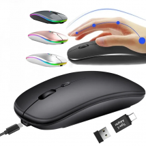 Rechargeable Wireless Mouse Bluetooth-compatible 2.4GHz Dual Modes Computer Mice with Nano Receiver for PC Laptop Macbook