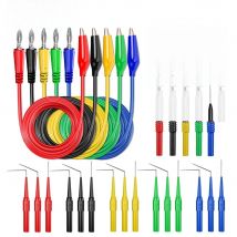 Cleqee P1920B 30PCS Back Probe Automotive Kit 4mm Banana Plug to Alligator Clip Leads with Wire Piercing Probes Car Repairing