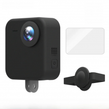 Silicone Case for GoPro MAX 360 Tempered Glass Screen Protector Protective Lens Cap Housing Cover for Go Pro Max Accessories