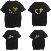 Funny King Queen Prince Princess Family Matching Clothes Casual Father Son Mother and Daughter Shirts Gold Crown print tops