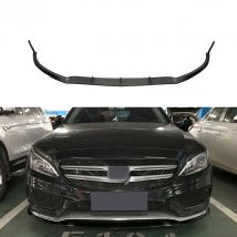 Carbon Fiber Look Front Bumper Lip Chin Spoiler for Mercedes Benz C Class W205 C200 C43 AMG Sport 2014-2018 ABS Gloss Black Lip