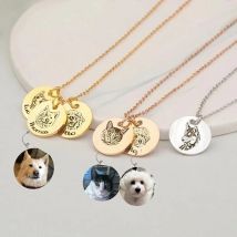 Personalized Pet Photo Disc Necklace For Women Engraved Date Name Necklaces Pendant Custom Animal Stainless Steel Jewelry Gifts