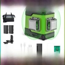 Huepar 12 Lines 3D Cross Line Self-Leveling Laser Level 3 x 360 Green Beam Laser Tool With 2pcs Li-ion Battery & Portable Bag