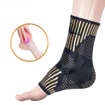 BraceTop 1 PC Copper Ankle Brace Infused Compression Sleeve Support for Plantar Fasciitis, Sprained Pain Relief, Achilles Tendon