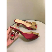 Summer Diamond Heel Ladies High Heels Round Toe Bow Design Ladies High Heels Fashion Party High Heels