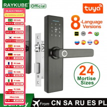 Cerradura electrónica RAYKUBE Wifi con aplicación Tuya remota/huella digital biométrica/tarjeta inteligente/contraseña/desbloqueo de llave FG5 Plus/H4