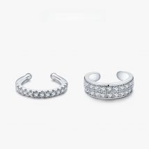 MODIAN 925 Sterling Silver Fashion Punk Cuff Earrings Sparkling Clear CZ Sparkling Clip Earrings For Women Men Unisex Jewelry