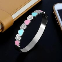 Sweet Heart Charm Cuff Bangles Silver Color Women Luxury Wristband Wedding Party Women Jewelry Gift