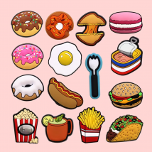 Original 1pcs Novelty Food PVC Shoe Decorations Accessories Donuts Popcorn Omelette Sandals Buckle Charms Kids Party Brand Gift