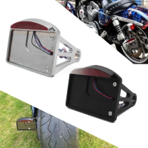 Motorcycle Side Mount License Plate Holder Tail Light For Honda Shadow ACE VT750 Harley Bobber Chopper Touring Universal