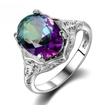 Genuine Rainbow Fire Mystic Topaz Ring S925 Silver Ring Fine Jewelry Gift For Women Lady Girls Wholesale