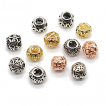 Mibrow 10pcs Rose Gold Color Round European 5mm Big Hole Charm Beads Spacer Charm Bead for DIY Bracelet Jewelry Making Findings