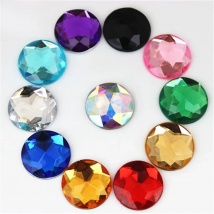 Micui 30pcs 18mm Round Chamfer Crystals Acrylic Rhinestones Flatback Glue On Gems Strass Stone For Clothes Dress Craft MC158