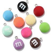 20pcs/pack Chocolate Beans Resin Charms Cute expression Pendant Earring Necklace DIY Fashion Jewelry Accessories