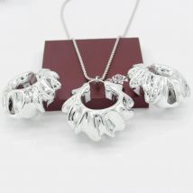 Adixyn Silver Gold Color Jewelry Sets Hollow Round Necklace&Earring&Pendant For Women/Girls Birthday Party Gift N12061