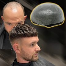 0.08mm Thickness PU Poly Base Double Knotted Toupee Human Hair Durable Time Long Lifespan Men's Capillary Prothesis