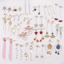 GRACE JUN 16 color available clip on earrings no pierced for women fashion heart Willow Star geometric tassel cuff earrings 2018