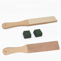 Wooden Handle Leather Sharpening Strop Handmade Razor Polishing Board For Razor Knives Double Sided Home Sharpening Tool