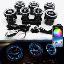 LED Ambient Light Vents For Mercedes Benz C Class W205 W213 W156 W117 W176 Bluetooth APP Control  Car Nozzle Turbine Air Outlet