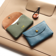 Personalize Genuine Leather Card Holder Simple Classic Soft Cowhide Coin Purse Engrave Letter Mini Envelope Business Card Sleeve