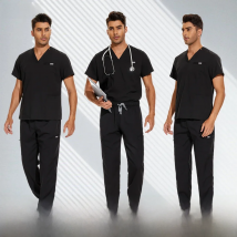 Hospital Doctor Nursing Set Unisex Wholesale Casual Jogger Suits Short Sleeved V-neck Tops Nurse Pants Pharmacy Medical Uniforms