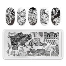 1PCS Lace Nail Stamping Plates Torn Stockings Image Template Stencils Nail Art Stamp Image Plate Manicure Nail Print Tools