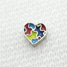 20pcs/lot Autism Awareness Hearts Floating Charms Living Glass Memory Floating Lockets Pendants DIY Jewelry