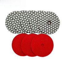 SHDIATOOL 7pcs 4"/100mm Diamond Dry Polishing Pad For Granite Marble (Grit #400) Sanding Disk Stone Polisher Pad Polishing Disc