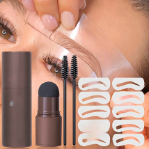 Eyebrow Stamp Stencil Kit - 1 Pcs Eye Brow Stamp Shaping Kit Long-Lasting Waterproof, Eyebrow Makeup Brow Shape with 10 PCS