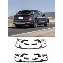 ABS Black Rear Bumper Diffuser Lip & Exhaust Tips Trunk Door Lip Spoiler For Audi Q8 S-line Q8 SQ8 2019 2020 2021 2022 2023