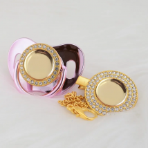 MIYOCAR custom any name can make gold bling pacifier and pacifier clip BPA free dummy bling babyshower gift new