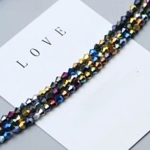 WLYeeS Plating 4mm Necklace for Austrian Bicone crystals beads 100pcs Multicolor Loose Space bead Pendant Accessories Making DIY