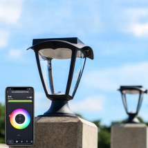 Smart APP Control Solar LED Light Outdoor Pillar Lights Column Head Lamps Decorative Home Gate Column Wall Villa Courtyard Lamp