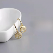 New Trendy Real White CZ Zircon Round Tree of Life Tassel Drop Earrings for Women Party Wedding Fashion Jewelry 2025 Accessories