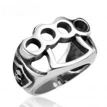 Mens Boys Stainless Steel Ring Band Skull Knuckle Duster Biker Wholesale Jewelry Us Size 8-14