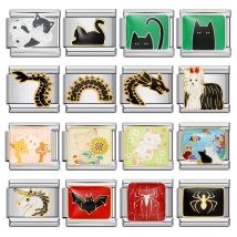 Fashion Colorful Y2K Animal Series Italian Charm Beads Link Fit 9mm Stainless Steel Bracelets Gifts Women Men Jewelry DIY Making