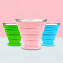 New Hot 270ml Silicone Collapsible Travel Cup Folding Camping With Lid Retractable Drinking Cup Outdoor Sport Portable Water Cup