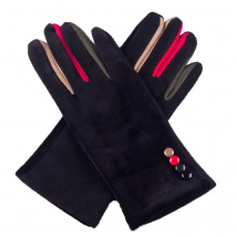 Autumn Winter Women Embroidery Touch Screen Mitten Female Button Suede Leather Velvet Cashmere Full Finger Warm Bow Glove F9