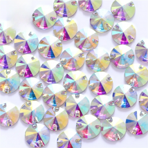 7 Sizes Round Resin Sew on Rhinestone Crystal AB Silver Flatback Sewing Stone Strass for Clothing Accessories Shoes
