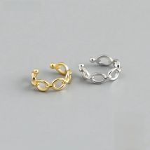 CCFJOYAS 1 PCS 100% 925 Sterling Silver Clip Earrings for Women Simple Geometric  Gold Silver Color Ear Cuff Clip on Earrings