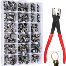 130/80/45pcs Stainless Steel Ear Stepless Clamp Worm Drive Fuel Water Hose Pipe Clamps Clips+ 1PC Hose Clip Clamp Pliers