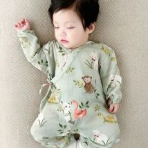 Baby Boys Girls Jumpsuit Clothes Newborn Muslin Bamboo Cotton Long Sleeve Romper Infant Autumn Spring Clothes 0-24M