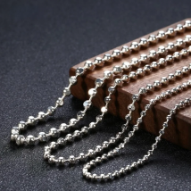 BOCAI 100% Pure S925 Silver Jewelry Personalized Square Beads Men And Women Necklaces Laser Beads Collarbone Chain Sweater Chain