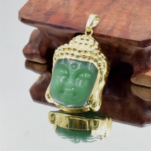 Fashion Natural Crystal Carving Buddha Head Pendant Obsidian Aventurine Gemstone Buddha Necklace Pendant DIY Religious Jewelry
