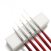 5pcs Nail Art Brushes Wooden Liner Drawing French Stripe Painting Brush for Manicure Nail Accessory and Tool(6/9/12/18/24mm)