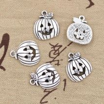20pcs Charms Pumpkin Jack Lantern Halloween 18x15mm Antique Bronze Silver Color Pendants Making DIY Handmade Tibetan Jewelry