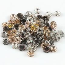 50Pcs 4 6 8 10mm Multicolor Crystal Rhinestone Beads Black Gold Silver Color Round Spacer Beads For Jewelry DIY Making Bracelet