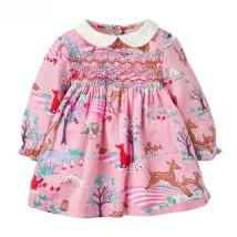 Little maven 2024 Baby Girls Long Sleeves Dress Pink Cotton Animal  Lovely Children Casual Clothes New Fashion for Kids 2-8 year