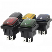 16A 250VAC KCD4-201 Waterproof Rocker Switch 12V 220V Red Green Blue Yellow Light Illuminated DPST Switch 4pins on off