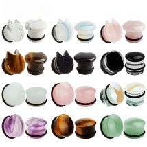 EARKUO Best Quality Glass Cute Car Stone Ear Plugs Gauges Fashion Piercing Body Jewelry Earring Tunnels Stretchers 6-16mm 2PCS